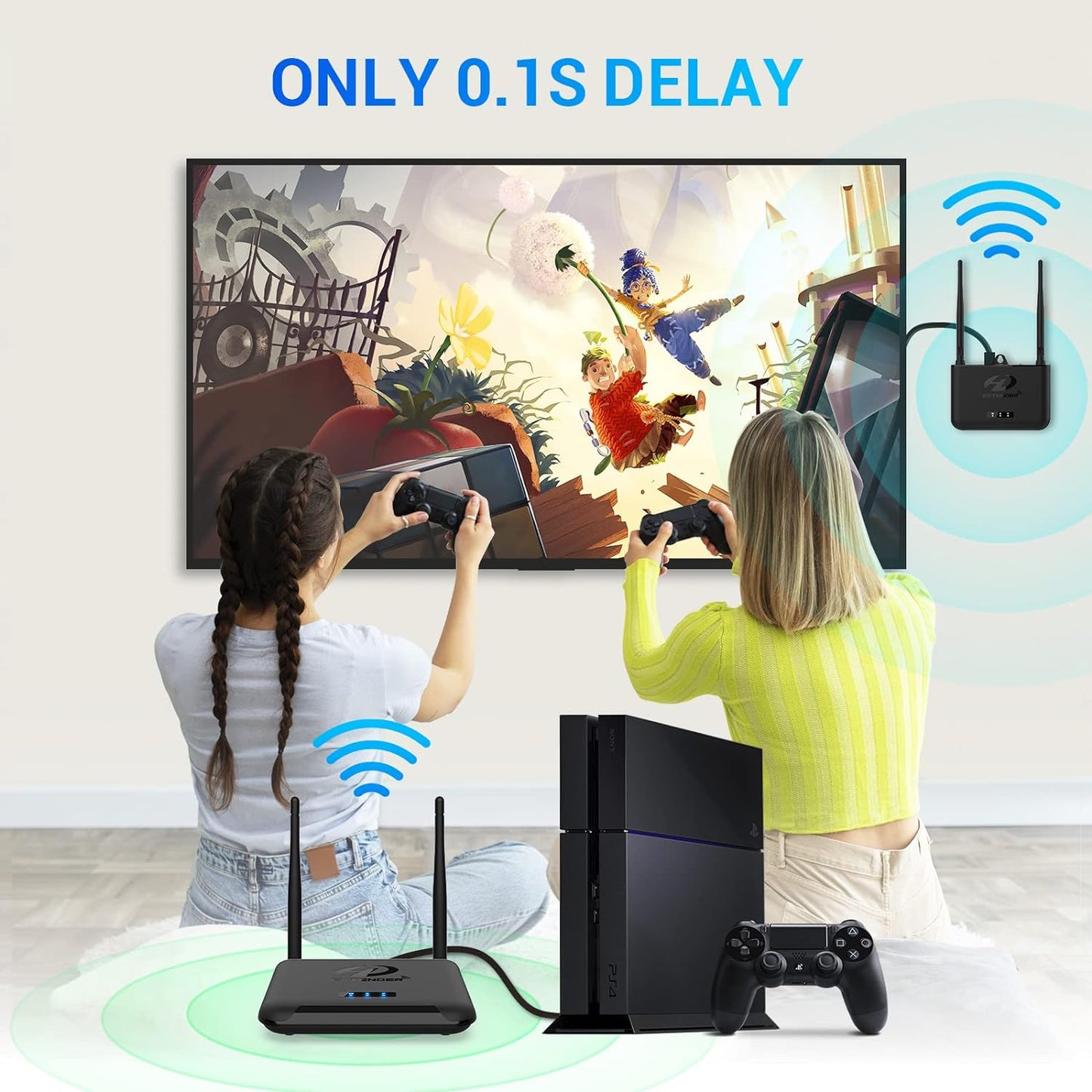 Wireless HDMI Transmitter and Receiver, 1080P 60HZ, 656FT, 2.4/5GHZ Dual Band WiFi, 80Mbps, 1 Tx to 4 Rxs, IR Remote Extend, HDMI Loop-Out, Anrewa 850